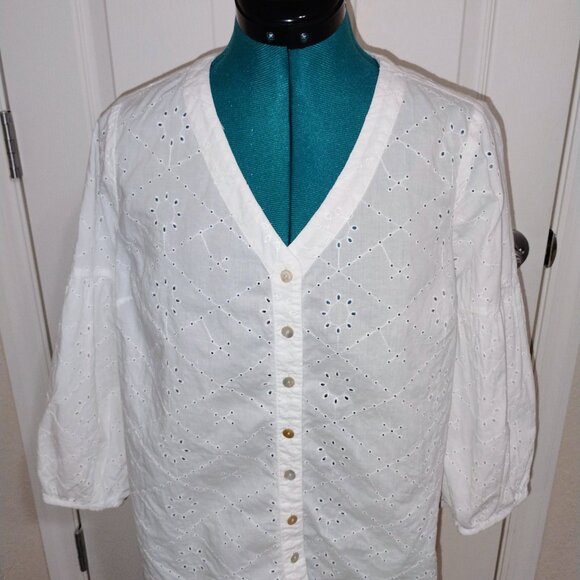 J-Jill White Buton up Blouse xs - Picture 7 of 7